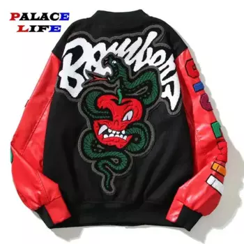 Мужская куртка-бомбер в стиле Харадзюку, бейсбольная куртка со змеиной вышивкой в виде демона, универсальная уличная одежда, Женская Весенняя куртка, 2023