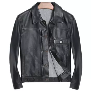 Мужская куртка из 100% натуральной кожи, модная облегающая куртка из коровьей кожи, Бесплатная доставка