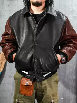 Мужская куртка из натуральной итальянской козьей кожи SDG1070 большого размера, Повседневная стильная кожаная куртка в британском стиле