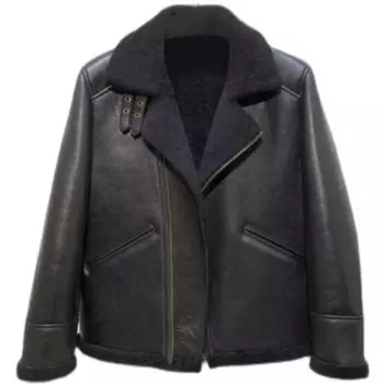 Мужская куртка из овчины Denny & Dora, черная кожаная куртка, Мужская куртка из натурального меха