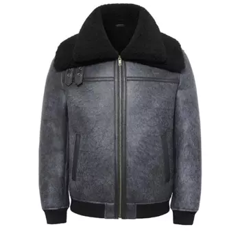 Мужская куртка из овчины, мужская куртка-бомбер B3, Короткая кожаная куртка, мужские зимние пальто, меховая куртка серого цвета