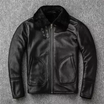 Мужская куртка из овечьей шерсти, с мехом, на осень/зиму