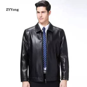 Мужская куртка из ПУ кожи с отложным воротником, брендовая кожаная куртка и пальто для осени и зимы