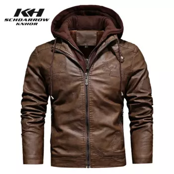 Мужская куртка, Мужская зимняя куртка, теплая мотоциклетная кожаная куртка, мужское повседневное пальто из искусственной кожи с капюшоном, мужская куртка