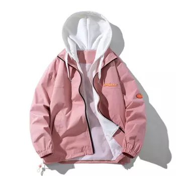 Мужская куртка на осень и зиму, новая модная трендовая куртка из двух предметов с цветовым блокировкой, уличная дорожная куртка с капюшоном, Мужская свободная куртка