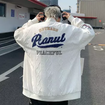 Мужская куртка с геометрическим рисунком, мягкая бейсбольная куртка в клетку с вышивкой и надписью, удобная осенняя куртка свободного кроя на пуговицах