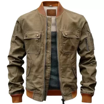 Мужская льняная куртка-бомбер