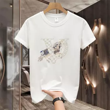 Мужская летняя белая универсальная легкая высококлассная эластичная Роскошная Футболка с принтом доступная модная повседневная футболка с коротким рукавом