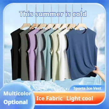 Мужская летняя безрукавка из вискозы BoJsd, повседневная спортивная быстросохнущая Однотонная футболка без рукавов с круглым вырезом