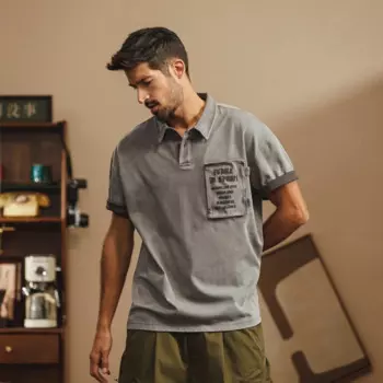 Мужская летняя футболка-поло с отложным воротником