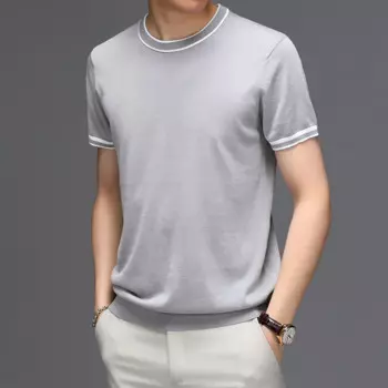 Мужская летняя футболка с коротким рукавом и круглым вырезом