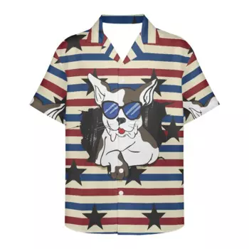 Мужская Летняя Пляжная Блузка с V-образным вырезом и коротким рукавом