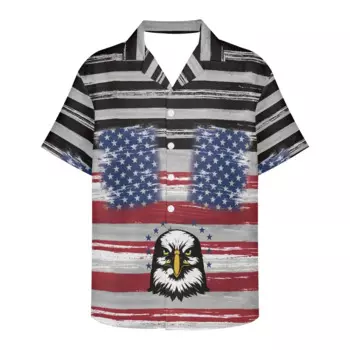 Мужская Летняя Пляжная Блузка с V-образным вырезом и коротким рукавом