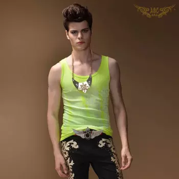 Мужская мода сценический персонализированный Жилет с V-образным вырезом вязаный жилет полосатый жилет Корейский Осенний тонкий флуоресцентный костюм певицы