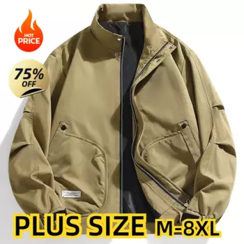 Мужская модная куртка больших размеров с воротником-стойкой, однотонная ветрозащитная куртка в гонконгском стиле, повседневная куртка больших размеров, мужская одежда