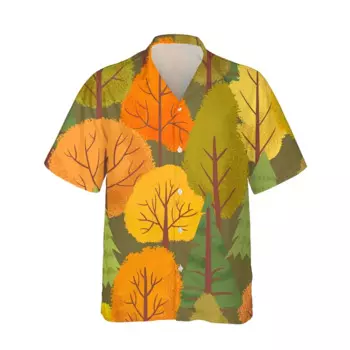 Мужская модная летняя футболка Гавайская 3D печать Удобная Повседневная рубашка на одной пуговице с коротким рукавом Пляжная футболка-поло с воротником