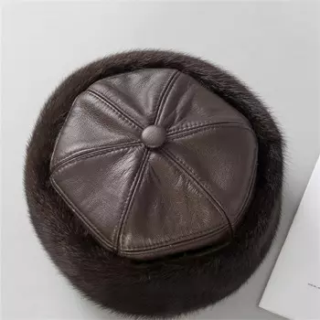 Мужская модная Роскошная импортная меховая шапка из натуральной овчины