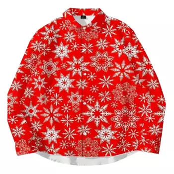 Мужская модная рубашка с длинным рукавом, на рождественскую елку