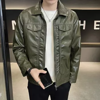 Мужская мотоциклетная кожаная куртка, куртка из искусственной кожи, весна 2024