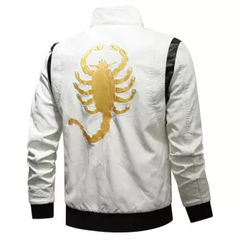 Мужская мотоциклетная кожаная куртка, мужская весенне-осенняя вышитая скорпион, повседневные куртки-бомберы, пальто, мужская куртка из искусственной кожи с воротником-стойкой