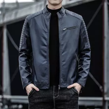 Мужская мотоциклетная куртка-бомбер из ПУ кожи с мехом