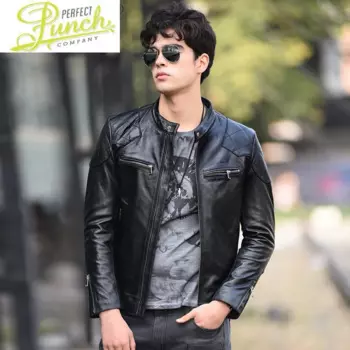 Мужская мотоциклетная куртка из натуральной овечьей кожи, размеры до 6XL