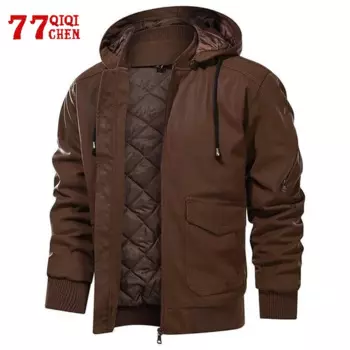 Мужская мотоциклетная куртка из ПУ кожи, с искусственным мехом