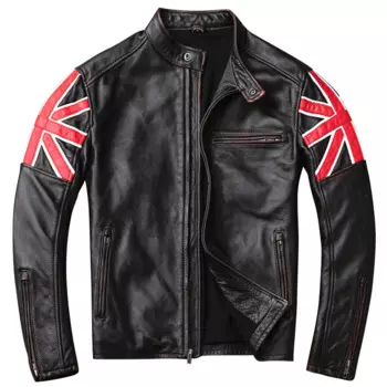Мужская мотоциклетная куртка из телячьей кожи, размеры до 5XL
