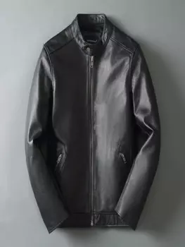 Мужская мотоциклетная куртка из телячьей шкуры, куртка из 100% натуральной кожи, пальто большого размера, Осень-зима