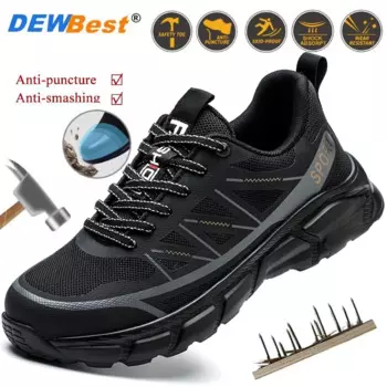 Мужская мягкая и легкая защитная обувь с защитой от ударов и проколов со стальной головкой модная износостойкая защитная обувь для работы