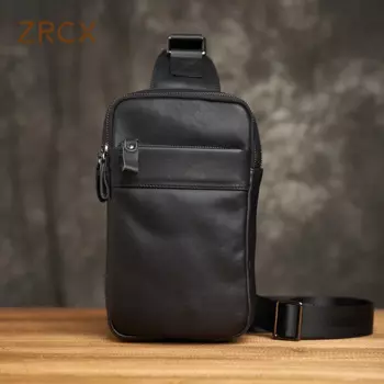 Мужская нагрудная сумка ZRCX из натуральной кожи, повседневный мессенджер из воловьей кожи, модный дизайнерский саквояж на плечо