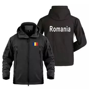 Мужская непромокаемая куртка на флисовой подкладке, зимняя уличная ветровка с капюшоном и принтом Румынии в стиле сафари