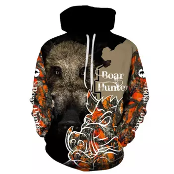 Мужская одежда Охота на кабана Оранжевая куртка с 3d принтом Мужская толстовка в стиле Харадзюку Повседневная уличная толстовка большого размера Пуловер Топы