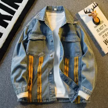 Мужская одежда в американском стиле, дизайнерская джинсовая куртка, Мужская модная брендовая Рабочая джинсовая куртка на весну и осень