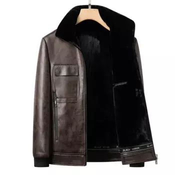 Мужская одежда YEAE, зимняя куртка из искусственной замши, бархатная утепленная меховая Мужская куртка, пальто с мехом