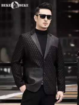 Мужская однобортная куртка из натуральной овечьей кожи, размеры до 5XL