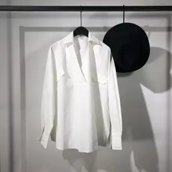 Мужская Однотонная рубашка с длинным рукавом и V-образным вырезом