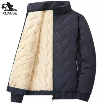 Мужская осенне-зимняя однотонная куртка, размеры до 7XL