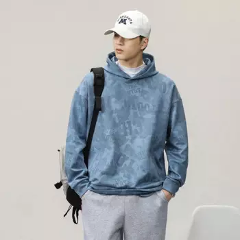 Мужская осенне-зимняя свободная футболка с длинным рукавом и принтом