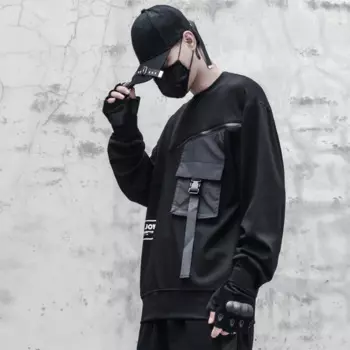 Мужская Осенняя хлопковая толстовка с карманами