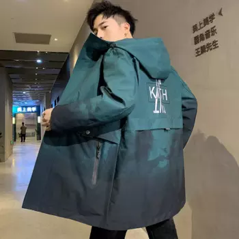 Мужская Осенняя Повседневная куртка средней длины с капюшоном, верхняя одежда большого размера, пальто, Тренч, Весенняя ветровка с принтом в стиле хип-хоп