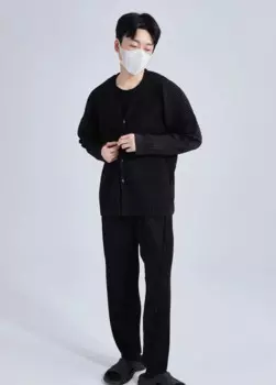 Мужская плиссированная куртка Miyake с V-образным вырезом, однобортный однотонный Кардиган без воротника с длинным рукавом