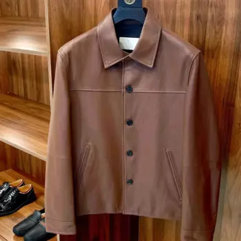 Мужская повседневная куртка из натуральной кожи, 2024aw