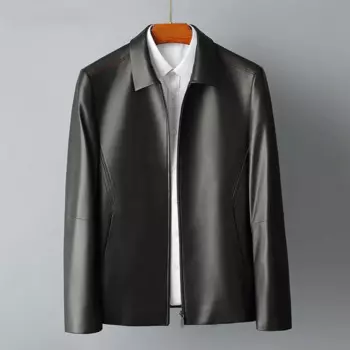 Мужская Повседневная модная кожаная куртка, деловая овечья кожа