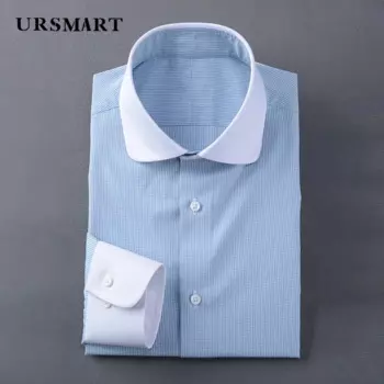 Мужская Повседневная рубашка в шотландскую клетку, с круглым вырезом