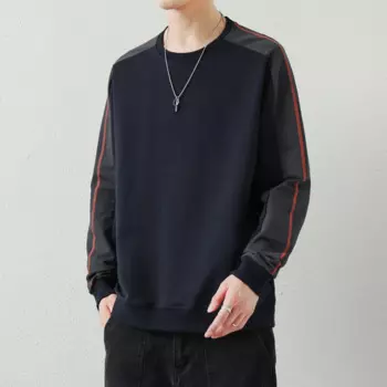 Мужская повседневная спортивная футболка с длинным рукавом и круглым вырезом