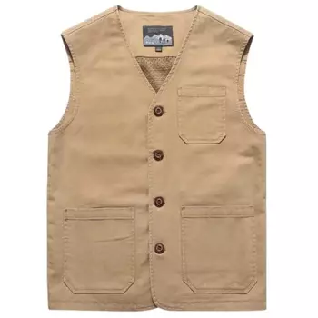 Мужская повседневная жилетка с карманами, жилет без рукавов с v-образным вырезом, большие размеры, повседневная одежда для мужчин