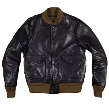 Мужская приталенная куртка-бомбер из натуральной кожи