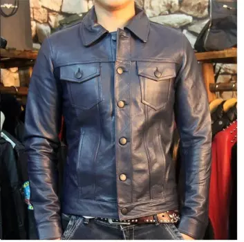 Мужская приталенная куртка из натуральной кожи, деловая повседневная куртка, осень 100%