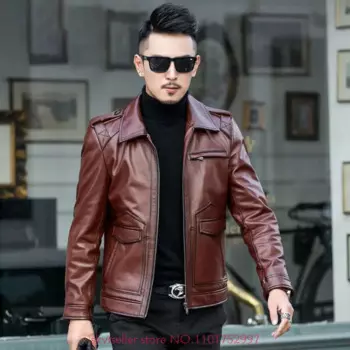 Мужская приталенная куртка из натуральной овечьей шкуры, короткая мотоциклетная куртка из натуральной кожи, W64, весна-осень 2022